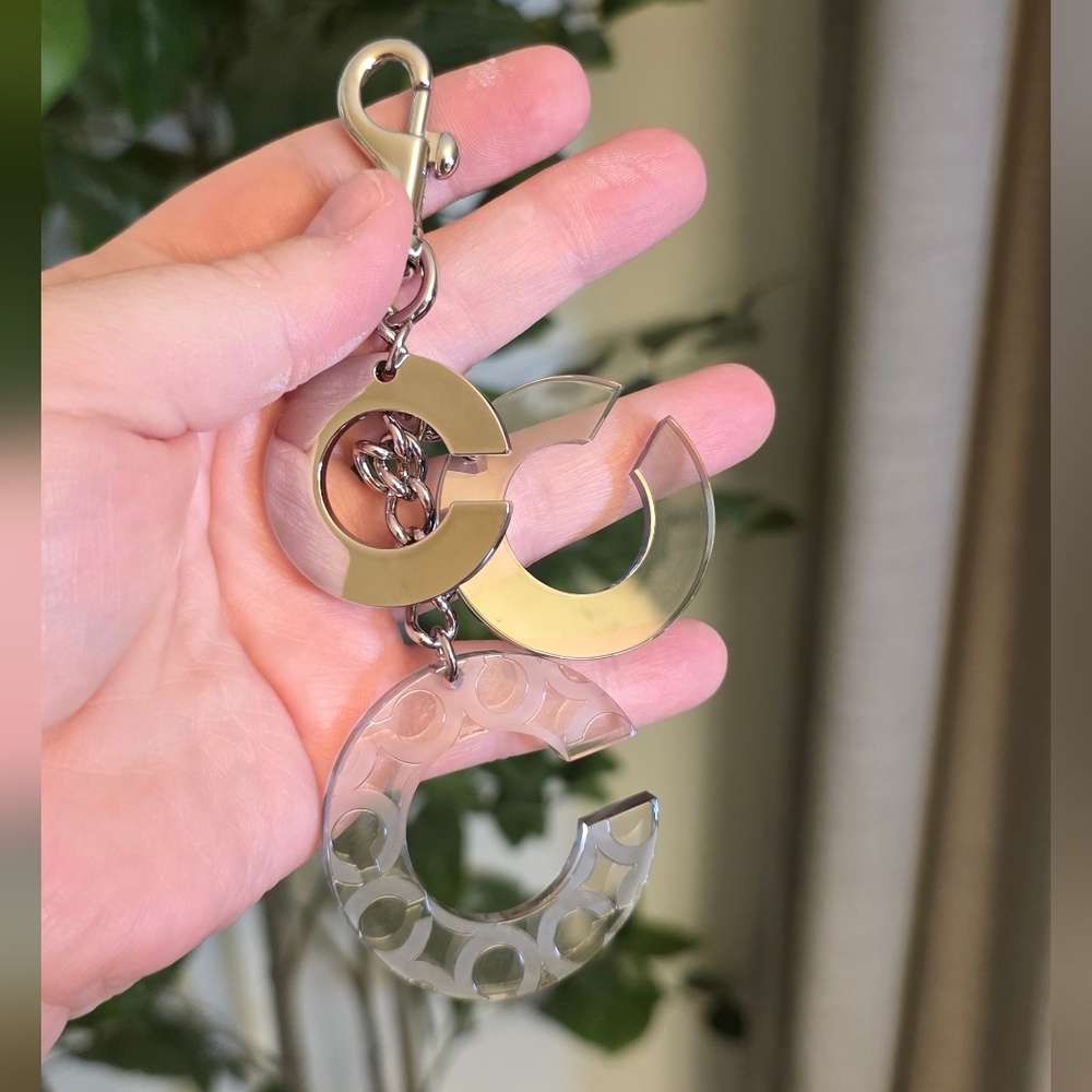 Coach Cascading Acrylic and Metal 'C' Keychain Charm - Picture 2 of 7